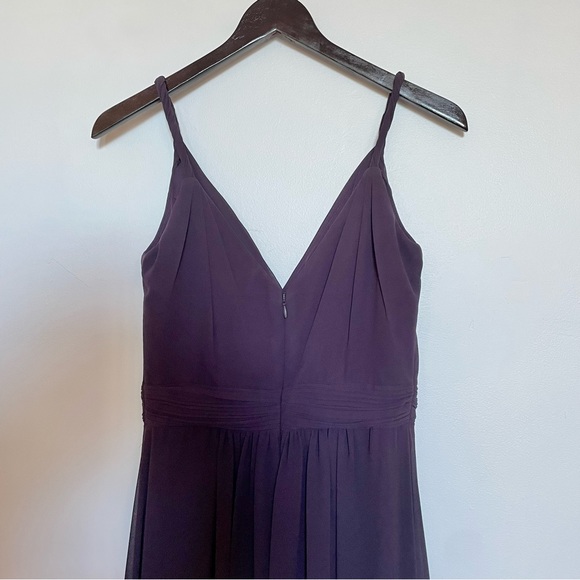 Levkoff Surplice Neck Chiffon A-Line Gown in Plum - Picture 5 of 5